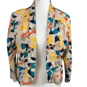 Living Doll Los Angeles Floral Print Open Front Jacket‎ Cardigan Medium
